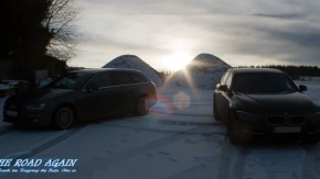 Audi A4 und 3er BMW im Schnee