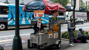 Hot Dog Cart in Manhatten, New York City