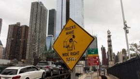 Trucks Make Wide Right Turns Sign in New York City