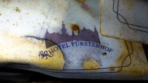Alte Serviette mit Logo vom Hotel Fürstenhof, Eisenach