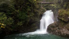 Sum-Wasserfall in der Vintgar Klam, Slowenien
