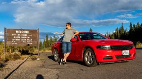 Robert mit Dodge Charger an der Highest Auto Road in North America, Mt. Evans
