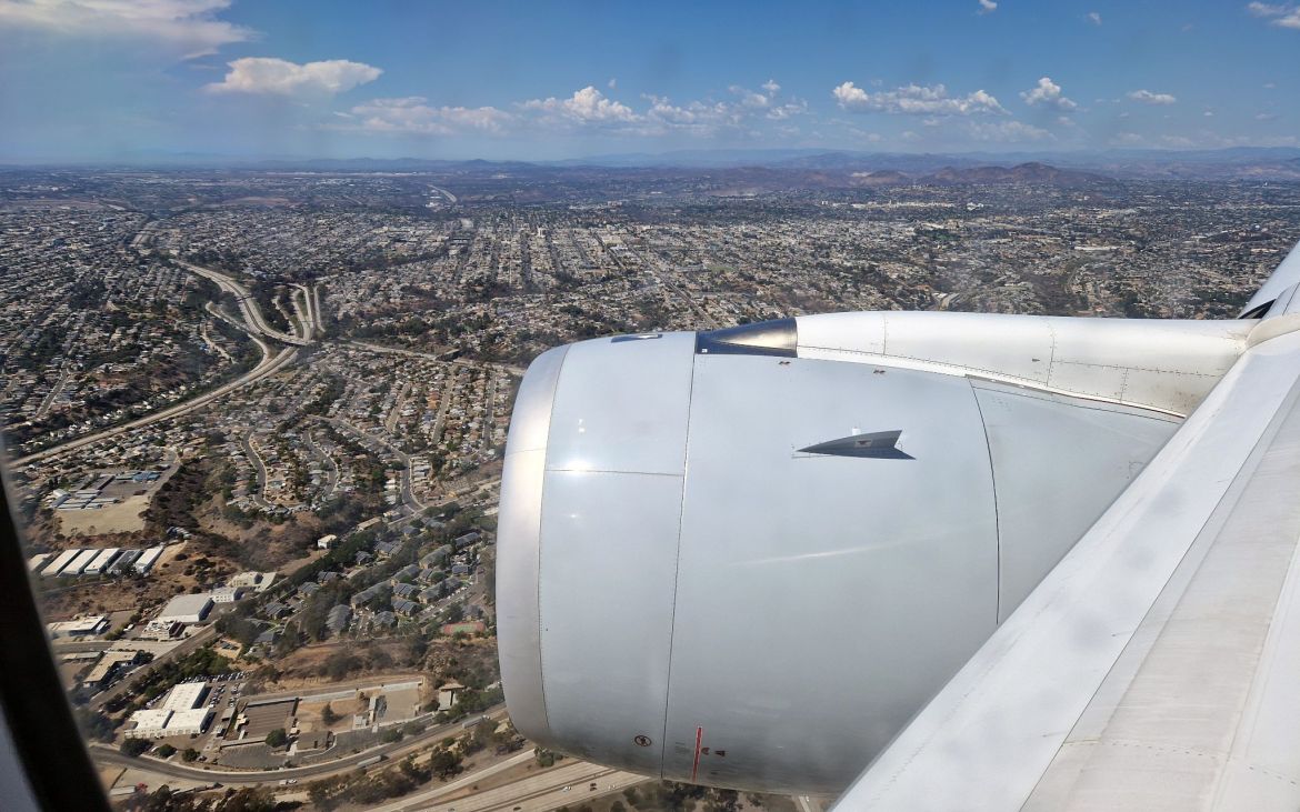 Landeanflug auf San Diego - Großraum aus der Luft gesehen