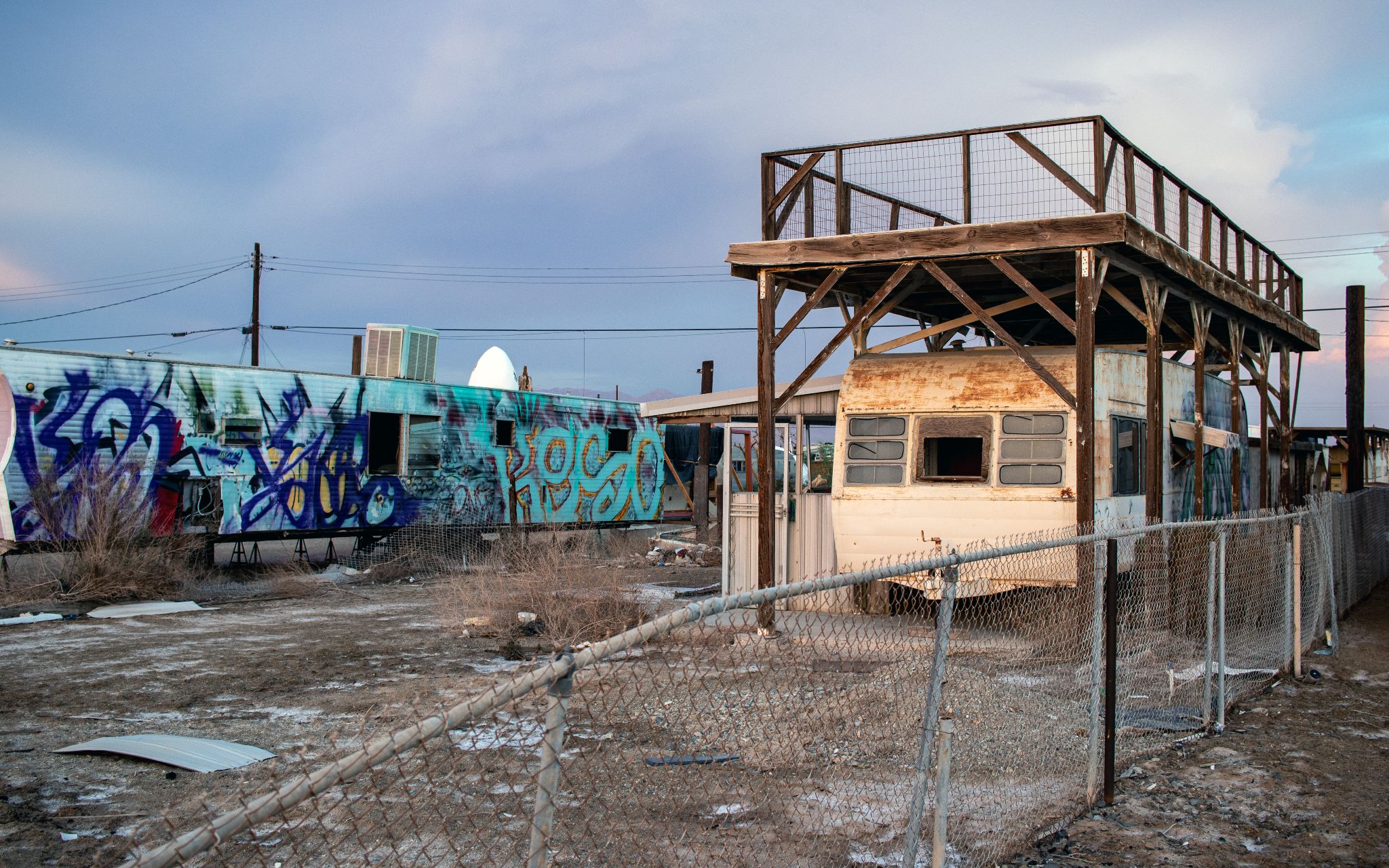 Wohnwagen mit Dachterrasse, Bombay Beach Estates, Salton Sea