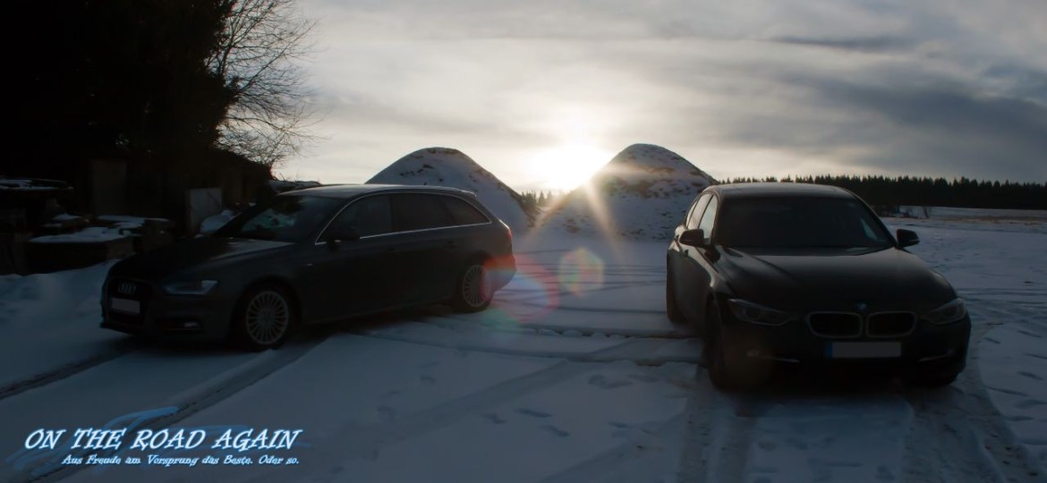 Audi A4 und 3er BMW im Schnee