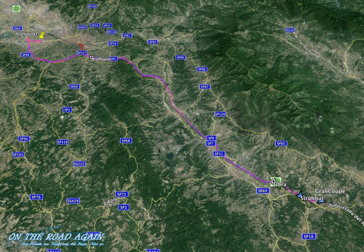 Nach dem Start in Florenz Easter Rallye 2015