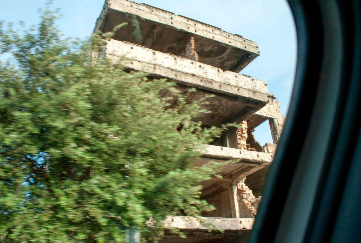 zerstörtes Gebäude in der Innenstadt von Mostar