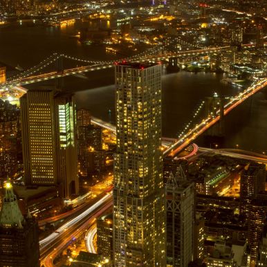 Brooklyn und Manhattan Bridge vom One WTC