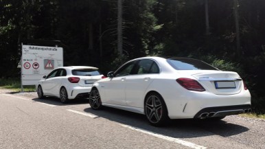Mercedes-Benz A45 AMG und C63S an der Hahntenjochstraße