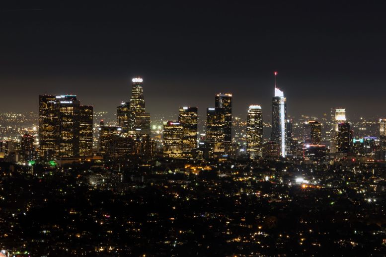 Skyline von Los Angeles bei Nacht