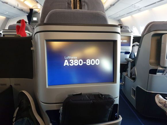 In der Lufthansa Business Class vom Airbus A380-800