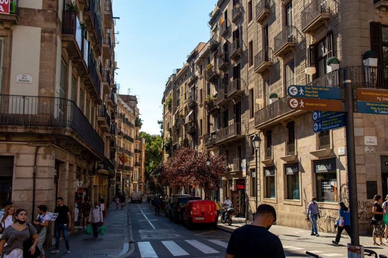 Carrer de L'Hopsital von Las Ramblas ausgesehen, Barcelona