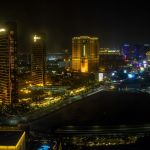 Blick aus dem Hilton at Resorts World auf den Strip, Las Vegas