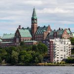 Großes Backsteingebäude in Stockholm, Schweden